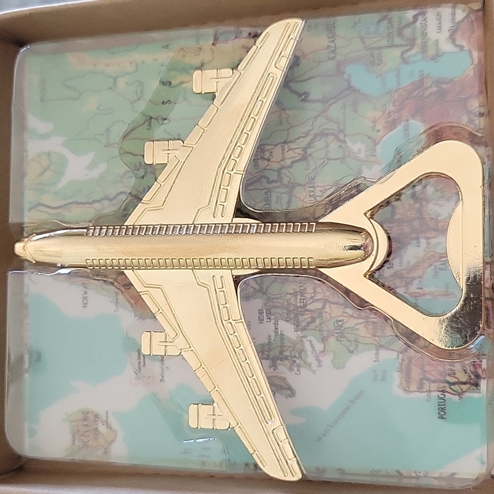 Gold Airplane Bottle Opener